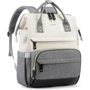 LOVEVOOK Laptop Backpack for Women, 15.6 Inch Work Business Backpacks Purse With Large Capacity, Waterproof Nurse Bag College Bookbag for School, Waterproof Casual Daypack for Travel (White-Grey-Black)