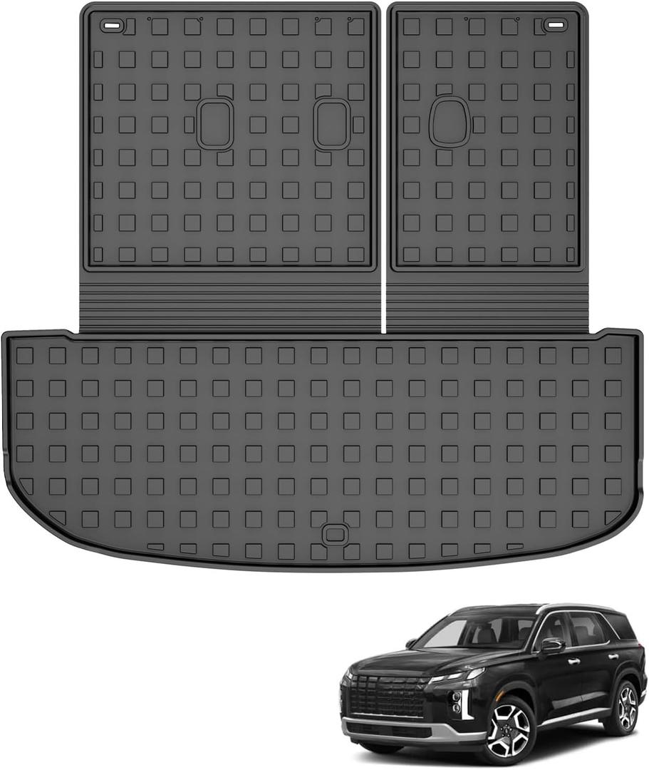 Cargo Mat & Backrest Mat Fit for Hyundai Palisade 2020-2025: Cargo Liner with Backrest Mat Behind 3rd Row Replacement - All Weather Protection Trunk Mat with Back Seat Cover Palisade Accessories