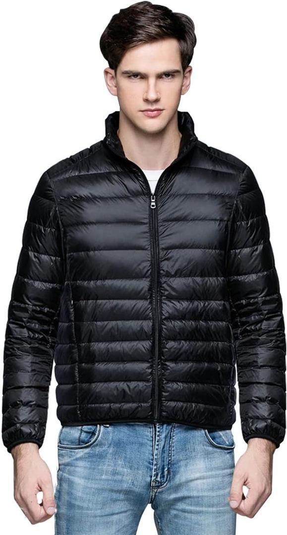 Camii Mia Mens Puffer Jacket Packable Down Jacket Lightweight Water Resistant Coats Puffer Jacket Men (X-Large, Black)