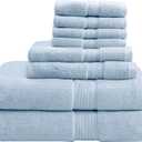 Madison Park 800GSM 100% Cotton Luxurious Bath Towel Set, Multi-Sizes, Light Blue 8 Count