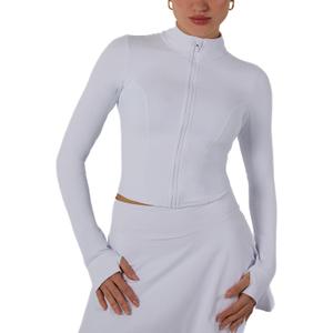 YITTY Active Women's Ultraluxe Full Zip Jacket, Athleisure, 4-Way-Stretch, Thumbholes (Large, True White)