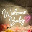 Welcome Baby Neon Sign, Dimmable Switch Welcome Led Signs for Wall Backdrop Decor, Warm White Neon Light Up Sign for Baby Shower Birthday Party Gender Reveal Bedroom Boys Girls Present