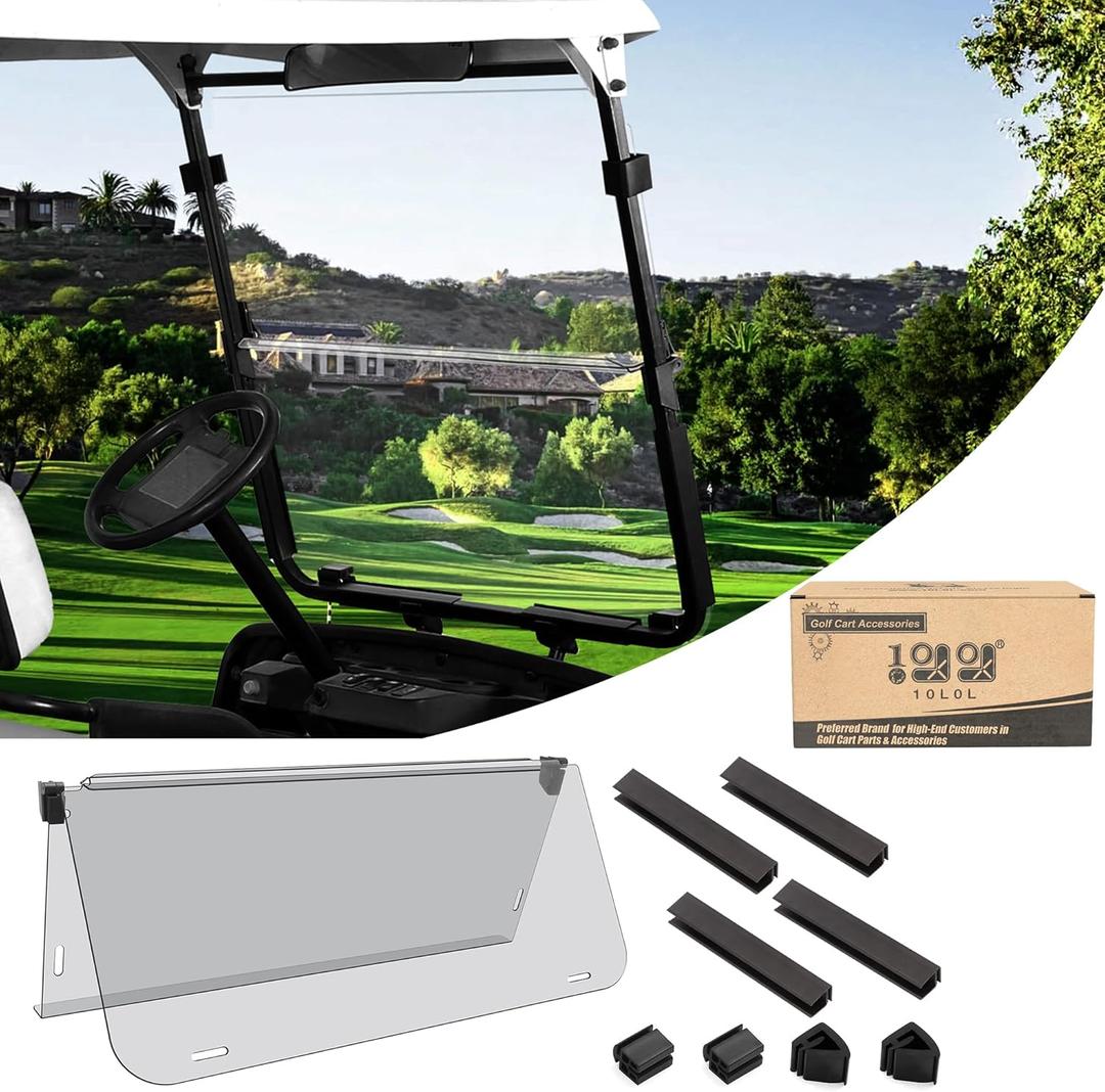 10L0L Folding Down Clear Golf Cart Windshield for Yamaha G14 G16 G19(1995-2003) Models Gas or Electric Golf Cart