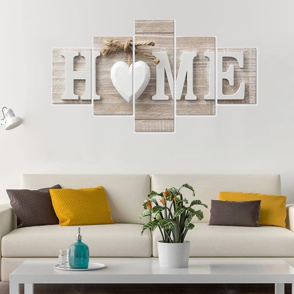 SUNYSUBY 5 Pieces Canvas Prints Wall Art HOME Sign Pictures Modern Painting Artwork Print Oil Print Framed Hang For Home Bedroom Living Room Decoration (HOME, W50 x H24), 10 x 12 inches, 10 x 20 inches, 10 x 24 inches