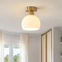 KCO Lighting Milk Glass Flush Mount Ceiling Light Fixture Small Brass Flush Mount Light Modern Gold Globe Semi Flush Mount Ceiling Light White Entryway Light Fixture