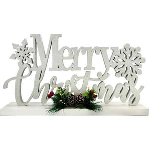 Christmas Decorations Merry Christmas Decor Snowflake Silver Shining Sign Farmhouse Wooden Winter Rustic Decor Vintage Holiday Block Tabletop for Home Kitchen Xmas
