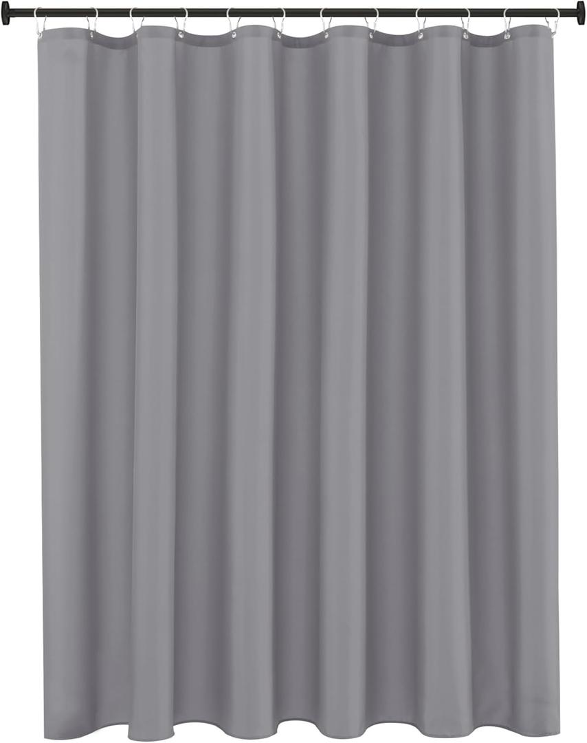 Biscaynebay Fabric Long Stall Shower Curtain Liners 54" Width by 78" Length, Silver Grey Water Resistant Bathroom Curtains, Rust Resistant Grommets (9 Holes) Weighted Bottom Machine Washable