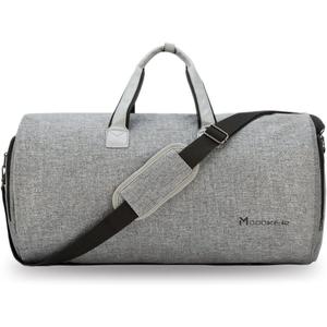 Modoker Convertible Garment Bag with Shoulder Strap, Carry on Garment Duffel Bag for Men Women - 2 in 1 Hanging Suitcase Suit Travel Bags (Grey) 