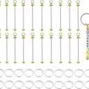 20 Pcs Beadable Keychain Bars Blanks Keychain Making Supplies for Pendant DIY Crafts Jewelry Making (Gold)