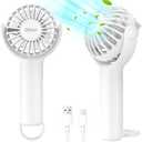 Ohjoin 2 IN 1 Portable Mini Handheld Fan with Keychain Stand, Personal Powerful Cooling Fan, Small Battery Operated Table Fan, Quiet Hand Fan, USB Rechargeable, Birthday Gifts for Women Mom (White), Set of 2