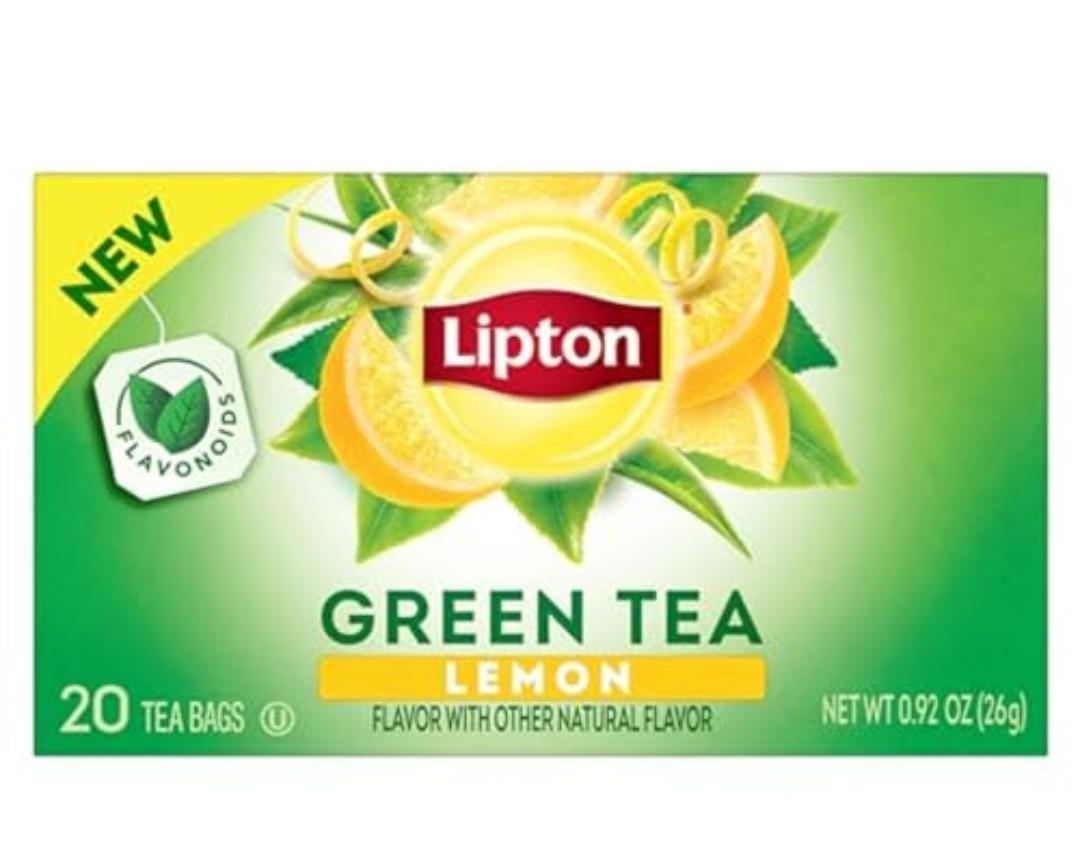 Lipton Lemon Green Tea Bags, Flavored, Unsweetened Teabags for Hot Tea or Iced Tea with Caffeine and Flavonoids, 6 PACK BB Date SEP/08/2025