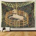 Semtomn Tapestry Artwork Wall Hanging Medieval Vintage Hunting Unicorn Captivity Him Her 70x90 Inches Home Decor Tapestries Mattress Tablecloth Curtain Print (90L" x 70W")