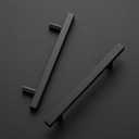 Ravinte 25 Pack 7.38'' Square Cabinet Pulls Matte Black Stainless Steel Kitchen Drawer Pulls Cabinet Handles 7-3/8Length,5 Hole Center