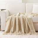 BATTILO HOME Beige Throw Blanket for Couch, Knitted Beige Throw for Bed, Neutral Throw Blankets Tan Throw Blanket for Room Decor Housewarming Gifts, 50" x 60"