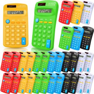Pack of 30 Pocket Calculator Small Battery Powered Bulk Mini Size 4 Function Hand Held Basic Calculator for Students Kids School Home Office (Green, White, Red, Yellow, Blue, Black)