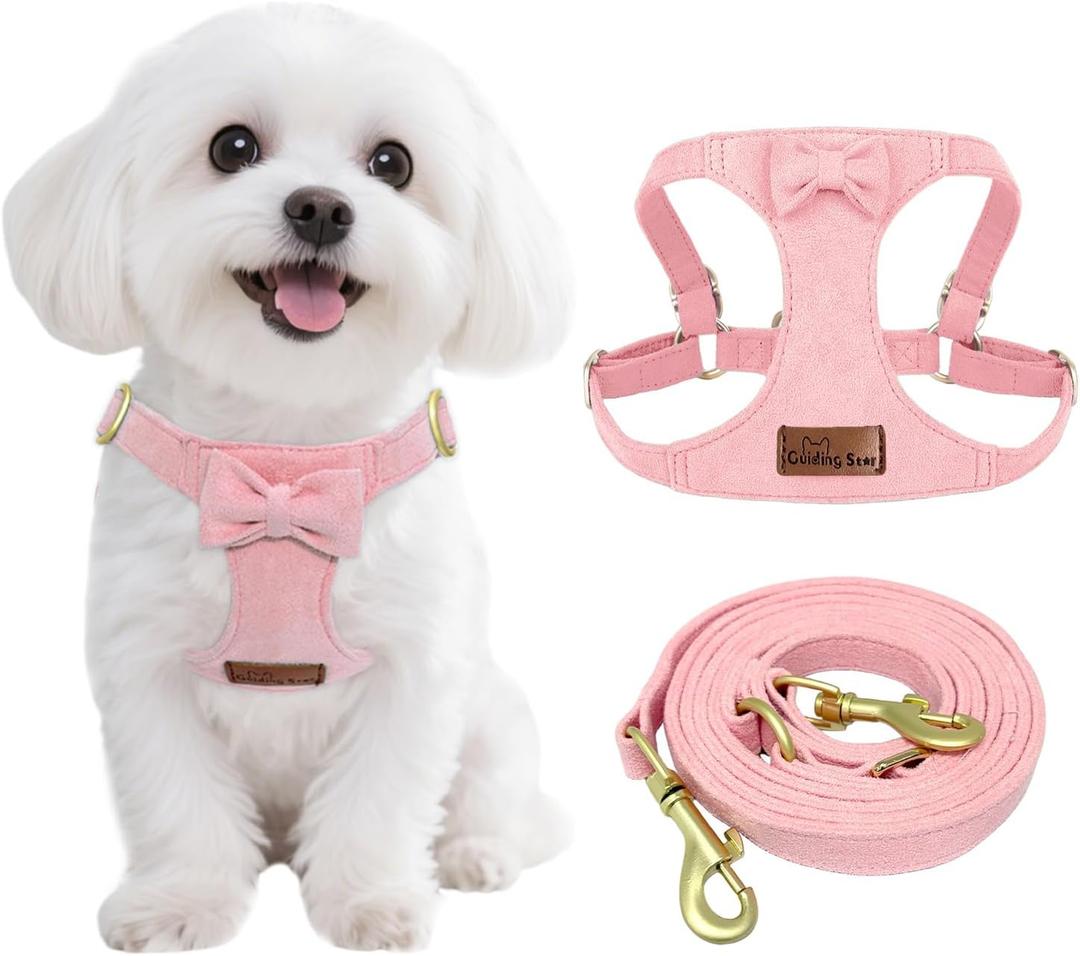 Guiding Star Dog Harness Small Sized Dog with Multifunction Leash, No Pull Puppy Dog Harness and Leash Set Training, Cute Soft Adjustable Dog Walking Harness Pet Vest Harness (Pink-XS) (XS(4.5-11lbs))