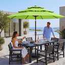 10ft 3 Tier Patio Umbrella, Outdoor Market Table Umbrella with UPF 50+ Vented Canopy, 8 Sturdy Ribs, Easy Push Button Tilt and Crank, Windproof for Deck, Pool, Backyard and Garden