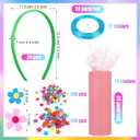 Thiccywoov 24 Pcs Rainbow Headbands 12 Pcs Tulle Mesh Fabric Rolls 200 Pcs Felt Flowers Embellishments for DIY Crafts 12 Pcs Colorful Satin Roll Ribbons for DIY Headbands Party Decoration