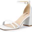 IDIFU IN3 Strappy Chunky Block Low Square Open Toe Heels Dress Shoes for Women Dressy Wedding Prom Bridal Bridesmaid Shoes Ankle Strap Heeled Sandals Comfortable Cute Trendy Short Thick Heels , size 8.5