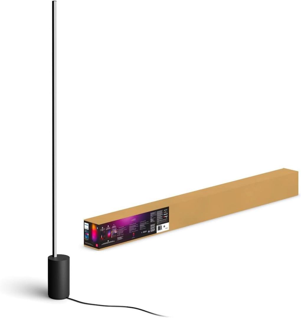 Philips Hue Signe Smart Floor Lamp, Black - White and Color Ambiance LED Color-Changing Light - 1 Pack - Control with Hue App - Compatible with Alexa, Google Assistant, and Apple Homekit