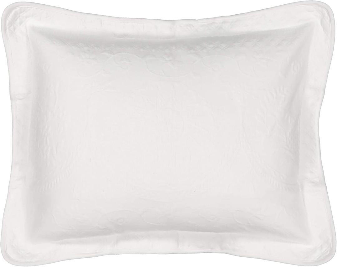 HISTORIC CHARLESTON King Charles Modern Farmhouse Floral Matelasse Decorative Pillowcase, 100% Cotton Breathable Bedding, King Sham (20" x 36"), White