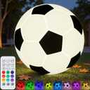 Solar LED Soccer Light - IP65 Waterproof RGB Color Changing Orb Lamp, Perfect for World Cup Decor, Soccer Match Viewing Parties, Outdoor Patio, Pool & Yard Accents Warm White/White/RGB, 4"D x 6"W x 12"H