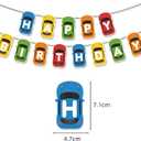 Race Car Birthday Party Decorations, Car Birthday Decorations with Happy Birthday Car Banner & Flag Banner, 24 Balloons, Race Car Cake Topper and 24 Cupcake Toppers