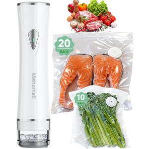 Compact Vacuum Sealer for Food (Vacuum Sealer Machine + 30 Reusable Vacuum Bags), Powerful Handheld Vacuum Sealer Machine, Seal Food 6X Fresh Longer, Portable & Wireless, Easy-Clean
