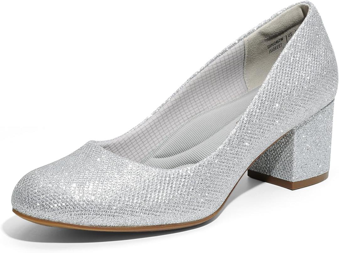 DREAM PAIRS Women's Pumps Low Chunky Block Heel Dress Shoes Closed Round Toe Comfortable Heels (10)