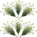 24 inches Extra Lush Artificial Reed Grass (6pcs), Luxury Fake Plants with 13 Heads Dogtail Flower, Luxury Faux Greenery with Dogtail for Garden Porch and Home Decor (Green-13)