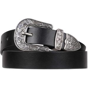 WHIPPY Western Belts for Women - Vintage Western Design Ladies Cowgirl Waist Belt for Pants Jeans Dresses (S: Fit Waist Size 26-30", 1-black)
