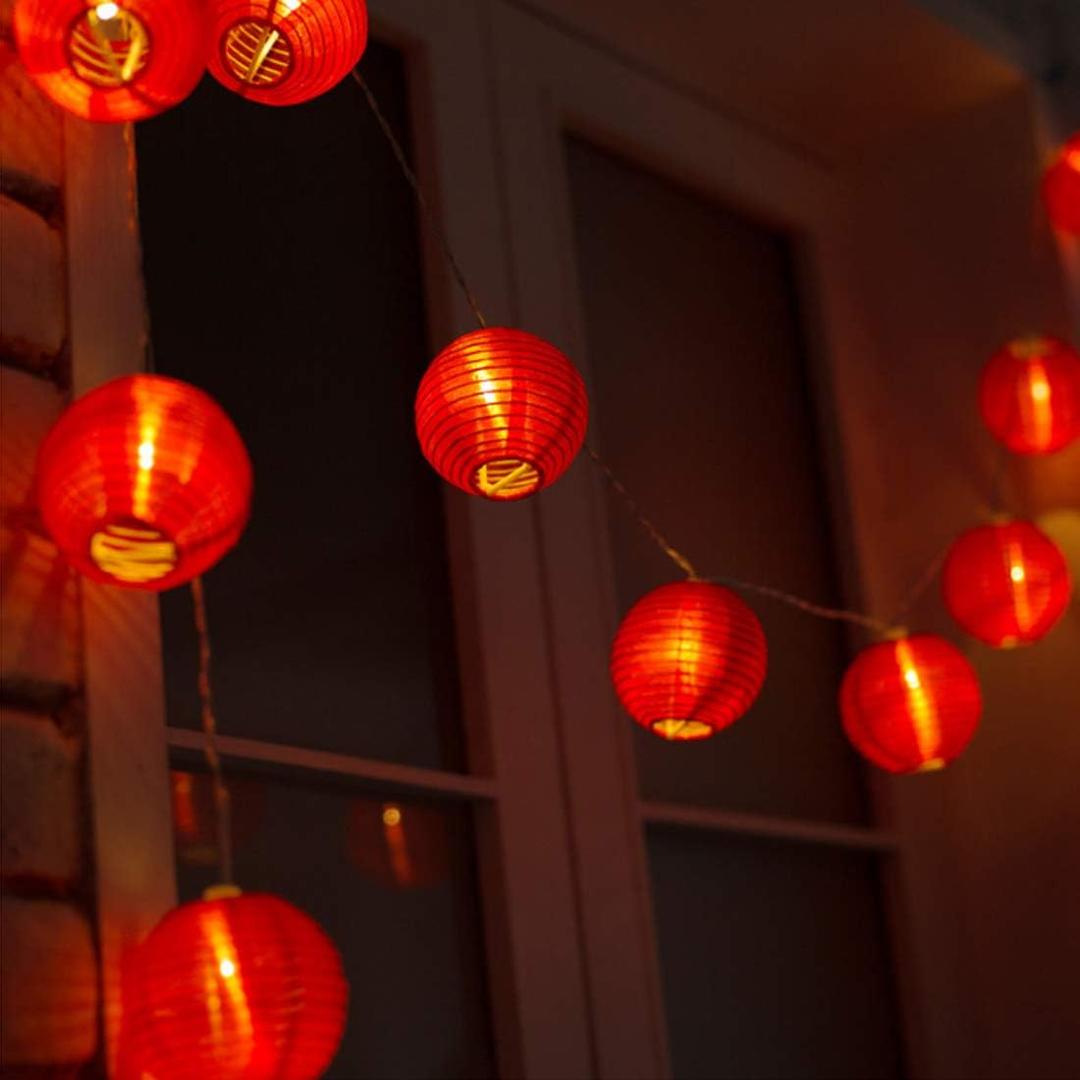 Red Lantern String Lights 13.12 ft 20 LEDs Battery Operated Hanging Lanterns String Lights for Chinese New Year,Spring Festival,Wedding,Party Decoration,Christmas