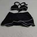 ZAFUL Women's High Waisted Bikini with Skirt Whip Stitch 2 Piece Swimsuits Tummy Control Bathing Suit (Medium, 0-black)