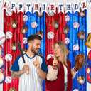 2 Pack Baseball Tinsel Foil Fringe Curtains Backdrop Party Decorations, Blue and White Red Door Streamers Banner Sports Themed Birthday Party Decor Supplies for Boys Favor