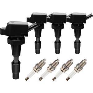 OEM Ignition Coil Pack UF817 27301-2B120 and Spark Plugs (Set of 4) Compatible with Hyundai Elantra 2017-2019 Sonata 2015-2019 Tucson 2016-2018 Kia Forte 2019-2020, For GN10910 49138 C938