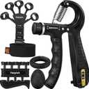 Grip Strength Trainer Kit (5 Pack) with Finger Exerciser, Hand Grip Strengthener, Hand Extension Exerciser, Stress Relief Ball and Forearm Workout Ring for Muscle Building and Injury Recover, Silicone