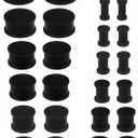 Yaalozei 8G-25mm Soft Ear Gauges Solid Silicone Ear Plugs Double Flared Flesh Stretchers Expander Hide Plugs for Ear Retainer Piercing Jewelry for Women Men Black White Flesh shin Tone 13 Pairs