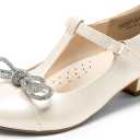 DREAM PAIRS Girls Dress Shoes Mary Jane Heel T-Strap Party Flower Wedding Princess Pumps for Little Big Kid (Ivory), size US 1