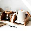 MAVOTER Acacia Coffee Bar Station Organizer Stand for Pour Over Maker, Coffee Filter Holder for Countertop ,Wooden Caddy Storage Organizers with Heatproof Mat(17.8*7*5.1 inch)