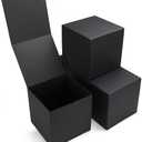 Ditwis 4 Pack 8x8x8 Inches Gift Boxes with Magnetic Closure Lids, Black Magnetic Box for Wedding, Groomsmen Bridesmaid Proposal, Birthdays, Mother's Day