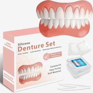 Dentures for Women and Men, Silicone Dentures Upper and Lower, Fix Your Smile at Home Within Minutes, Natural Shade False Teeth & Veneers-114