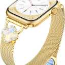 Melyis Magnetic Clover Band Fits Apple Watch Bands for Women 42mm 41mm 40mm 38m, Milanese Stainless Steel iWatch bands, Dressy Band for Apple Watch Band Series 11 10 9 8 7 6 5 4 3 2 SE-Gold