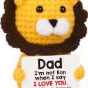 Dad Gifts from Son Daughter, Christmas Birthday Gifts for Dad Father Daddy, Papa Gift Idea, Funny Positive Handmade Crochet Lion Presents for Stepdad Bonusdad