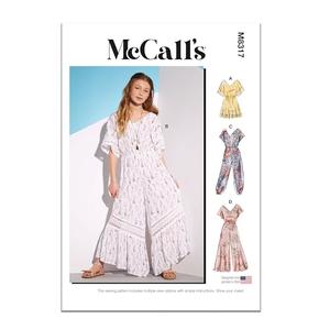 McCall's Girls' Romper and Jumpsuits Sewing Pattern Kit, Design Code M8317, Sizes 7-8-10-12-14-16, Multicolor
