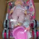 GAGAKU Baby Doll Stroller Playset with 12-inch Doll & Accessories, Foldable Lightweight Toy Stroller for Toddler Girls Kids Ages 1-6, 12" Baby Doll and Accessories Included