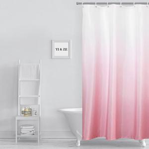 YI & ZE Ombre Pink Shower Curtain Sets for Bathroom Accessories Fabric Polyester Waterproof Modern Shower Curtain Liner with 12 Hooks Pink W36xL72