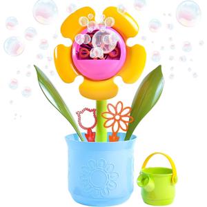Maxx Bubbles 14" Flower Pot Includes 4oz Bubble Solution, 4 Wands and Watering Can, Botanical Collection, Outdoor Bubble Machine Maker, Great Gift and Decoration for Birthday, Bridal and Shower (3 pack)