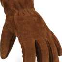 OZERO Work Gloves Winter Insulated Snow Cold Proof Leather Glove Thick Thermal Imitation Lambswool - Extra Grip Flexible Warm for Working in Cold Weather for Men, Women (Brown,Medium)