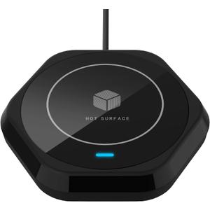 Smart Beverage Heating Plate Candle Wax Cup Warmer Electric Thermostat Coaster for Hot Coffee Milk Tea Water Cocoa Desk Home Office Use (R1 Black)