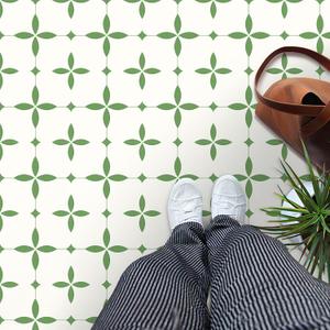 MORCART Peel and Stick Floor Tile Star Waterproof Vinyl Flooring DIY Flooring for Bathroom, Kitchen, Fireplace, Pet House, Stairs, Bedrooms, Wall, Store(20PCS,7.87" x 7.87",Green+White)